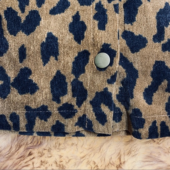 Eye of the Needle Leopard Print Corduroy Button Front Skirt size M - Picture 7 of 12